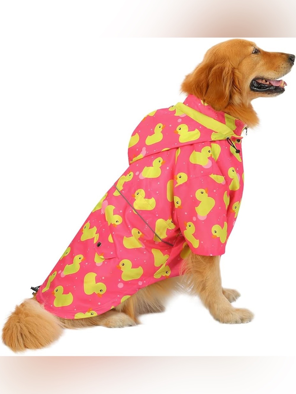 Dog Raincoat with pink and Yellow Rubber Duck Print